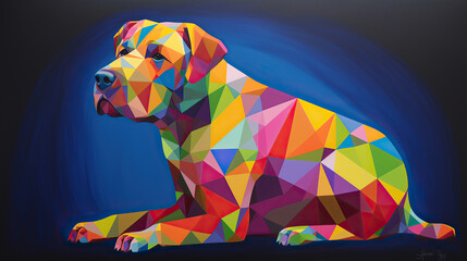 colorful geometric dog art for a background