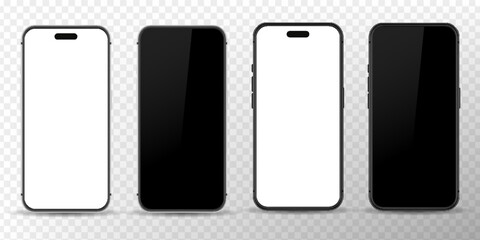 Blank smartphone screen, phone mockup on white background. Template for infographic or presentation design interface. Vector illustration.