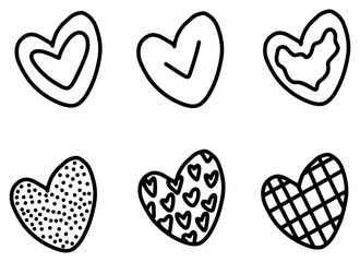 heart set of simple doodle elements
