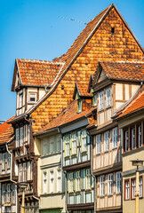 Fototapeta na wymiar historic buildings at the old town of Quedlinburg - Germany