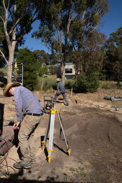 Landscape Architect and worker at project site