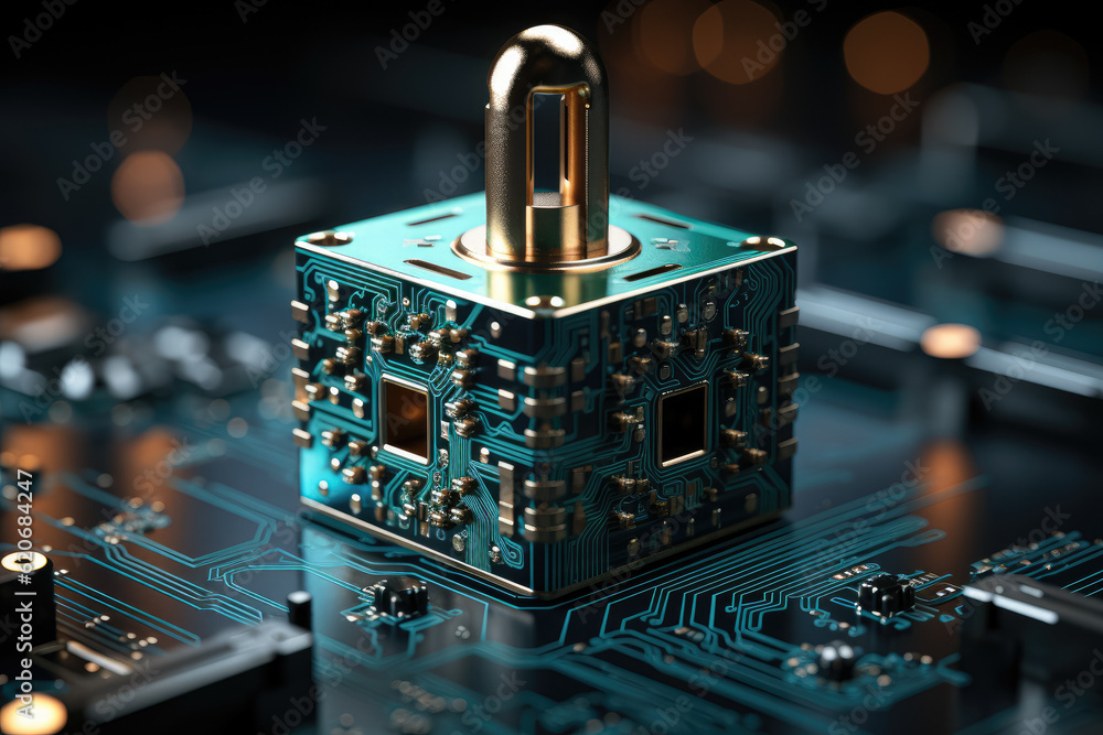 Poster depicting the importance of data protection and cyber security with a cyber-themed background. gener