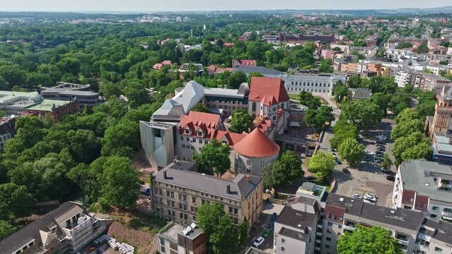 Drone shot of Art Museum Moritzburg Halle (Saale) (Kunstmuseum Moritzburg ) , Germany