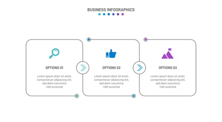 Timeline infographic with infochart. Modern presentation template with 3 spets for business process. Website template on white background for concept modern design. Horizontal layout. © shendart