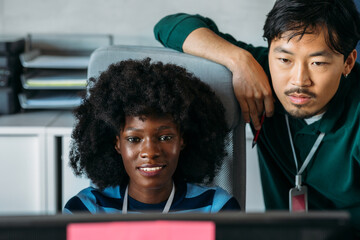 Man and Woman Working in Office 