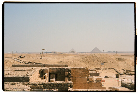 Camel resting among the ruins of Saqqara