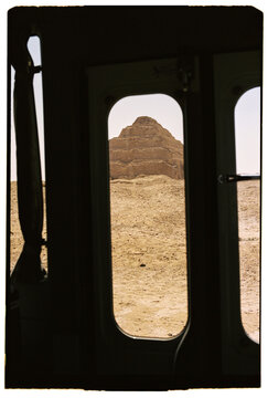 Pyramid of Saqqara throw bus window
