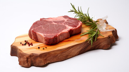 raw steak with rosemary. Generative Ai. 