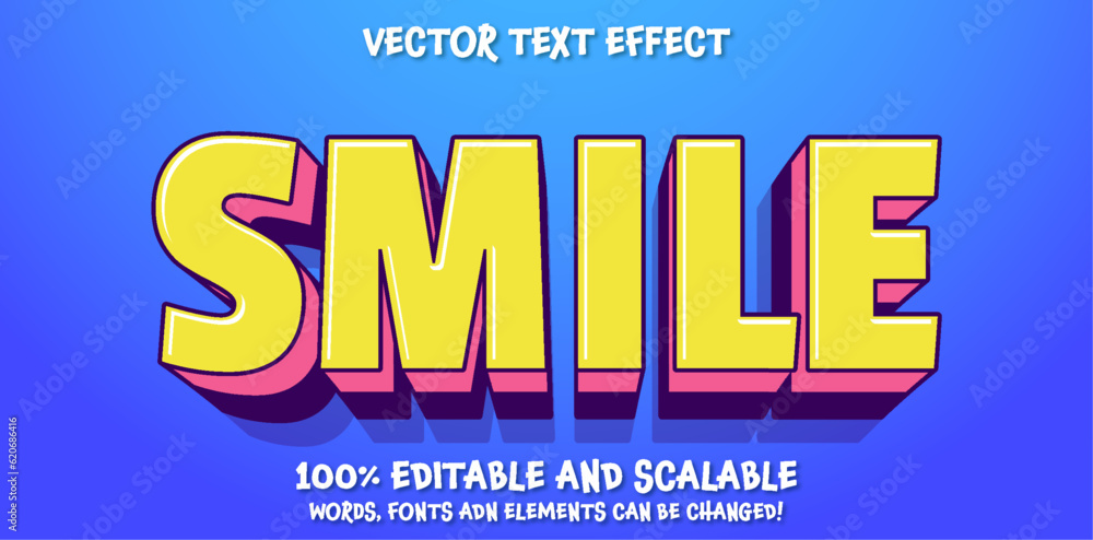 Poster smile strong 3d red typeface font effect, modern type with shadow for brand logotype compatible with