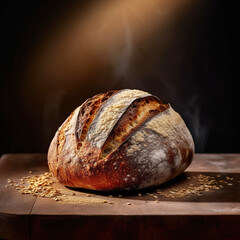 bread on a table with beautiful rays of light