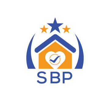 SBP House logo Letter logo and star icon. Blue vector image on white background. KJG house Monogram home logo picture design and best business icon. 

