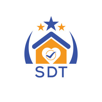 SDT House logo Letter logo and star icon. Blue vector image on white background. KJG house Monogram home logo picture design and best business icon. 
