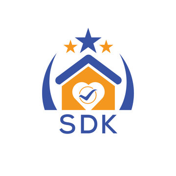 SDK House logo Letter logo and star icon. Blue vector image on white background. KJG house Monogram home logo picture design and best business icon. 
