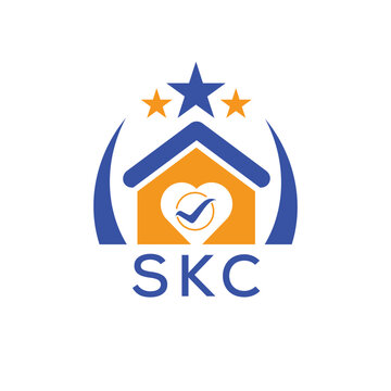 SKC House logo Letter logo and star icon. Blue vector image on white background. KJG house Monogram home logo picture design and best business icon. 
