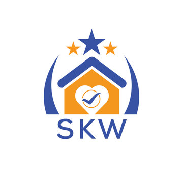 SKW House logo Letter logo and star icon. Blue vector image on white background. KJG house Monogram home logo picture design and best business icon. 
