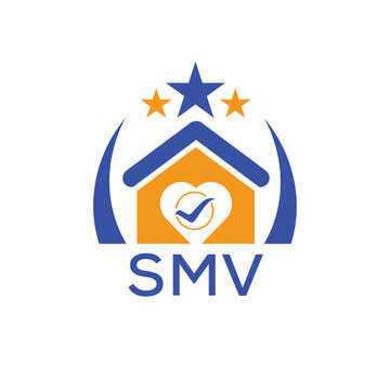 SMV House logo Letter logo and star icon. Blue vector image on white background. KJG house Monogram home logo picture design and best business icon. 
