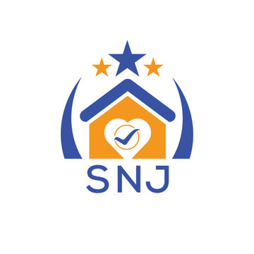 SNJ House logo Letter logo and star icon. Blue vector image on white background. KJG house Monogram home logo picture design and best business icon. 
