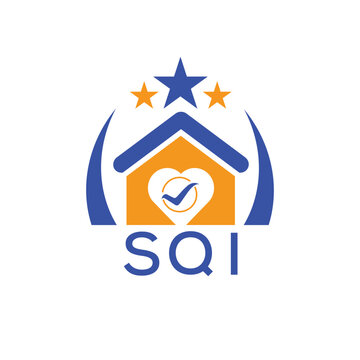 SQI House logo Letter logo and star icon. Blue vector image on white background. KJG house Monogram home logo picture design and best business icon. 

