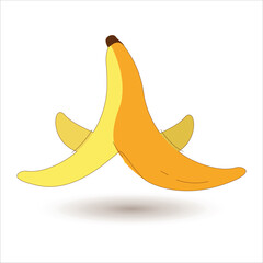Banana peel. Vector on white background.