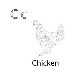 Fototapeta na wymiar alphabet colouring page kids Chicken