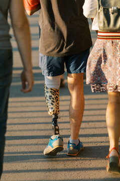 Person With Leg Prosthesis outdoors