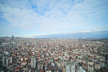 Arial View of Istanbul Asian Side Urban building blocks