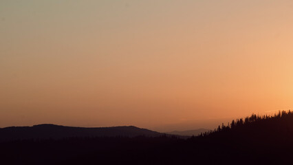Silhouettes of mountaines at sunset