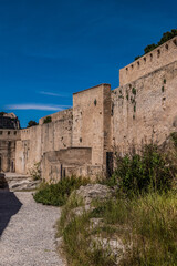 Fototapeta na wymiar Xativa Castle or Castillo de Xativa - ancient fortification on the ancient roadway Via Augusta in Spain. 