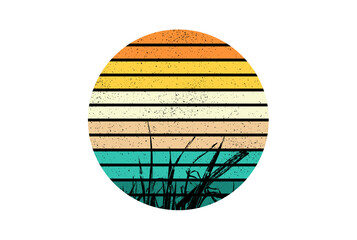 Tropical vintage sunset illustration circle abstract