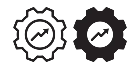 Fototapeten Productivity icon set. work process performance or efficiency sign with cogwheel. increase capacity and capability symbol. high production icon. © kru