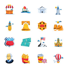 Pack of Festive Representation Flat Icons 

