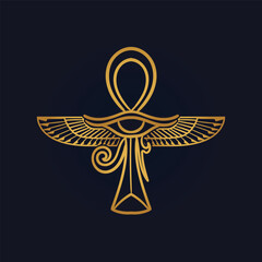 Ankh  Sun God Ra Egyptian wings 
