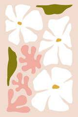 Modern floral posters with flowers. Abstract art. 