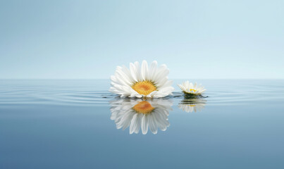 Fototapeta na wymiar a white flower floating on top of a body of water. generative ai