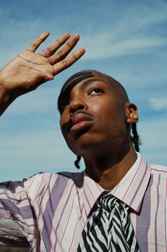 Portrait of Feminine Young Black Man Genderless
