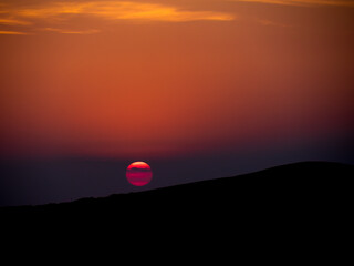 Sunset at the Valley of Rocks in North Devon, England.