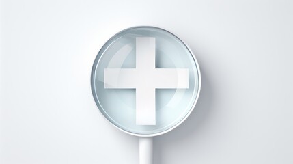 Obraz premium A magnifying glass with a white cross on it