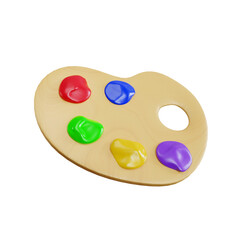 Oil paint palette with paints