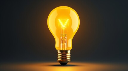 A yellow light bulb sitting on top of a table