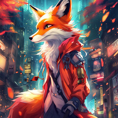 fox in the city | anime fox 