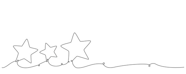 Composition of hand drawing continues one single line stars. Vector stock illustration isolated on white background for design template invitation, presentation, frame or border. Editable stroke.