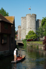Chartham gardens  Canterbury Kent . with tourist on a  romantic boat ride in the canal of the river...