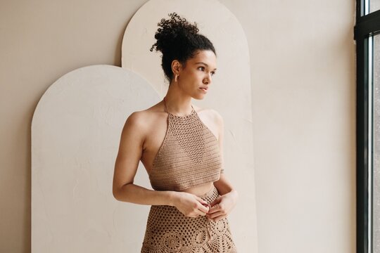 Summer fashion portrait in studio