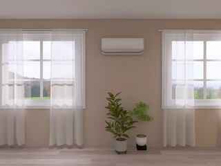 Fototapeta premium Air-conditioned room interior 3d render, 3d illustration