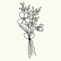 Beautiful realistic hand-drawn artistic floral vintage bouquet  composition decorative sketch