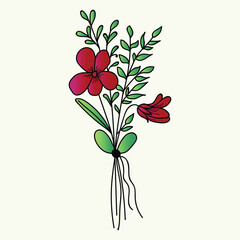 Beautiful realistic hand-drawn artistic floral vintage bouquet  composition decorative sketch