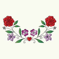 Beautiful realistic hand-drawn artistic floral vintage bouquet  composition decorative sketch