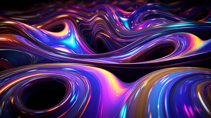 3D Abstract Neon Fluid cercle Waves