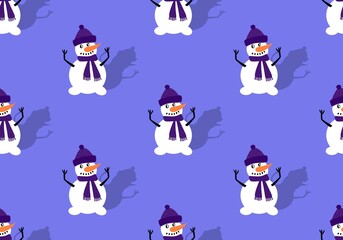 Cartoon snowman seamless Christmas pattern for new year accessories and wrapping paper and kids clothes print