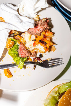 A half-empty plate after a meal